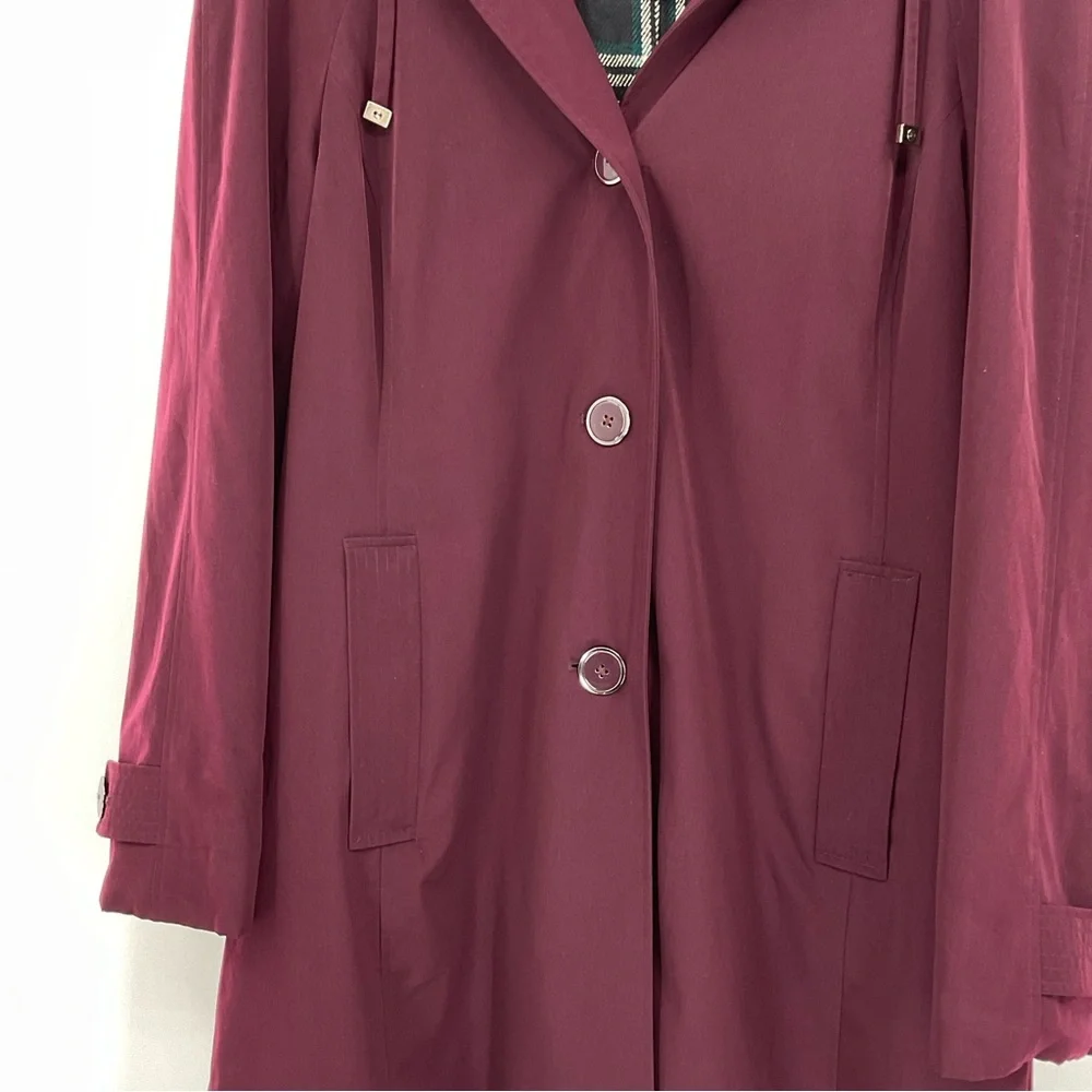 London Fog Womens Hooded Topper Jacket Size Large Burgundy - Picture 2 of 10